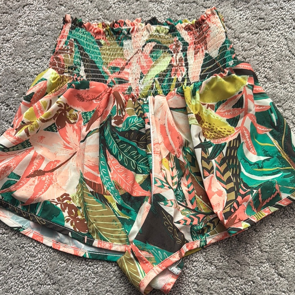 Aerie High Waist Pink and Green Shorts